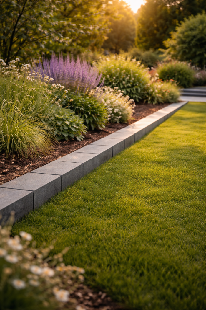 Platz 2 Moderne rasenkanten ideen mit Stein oder Beton