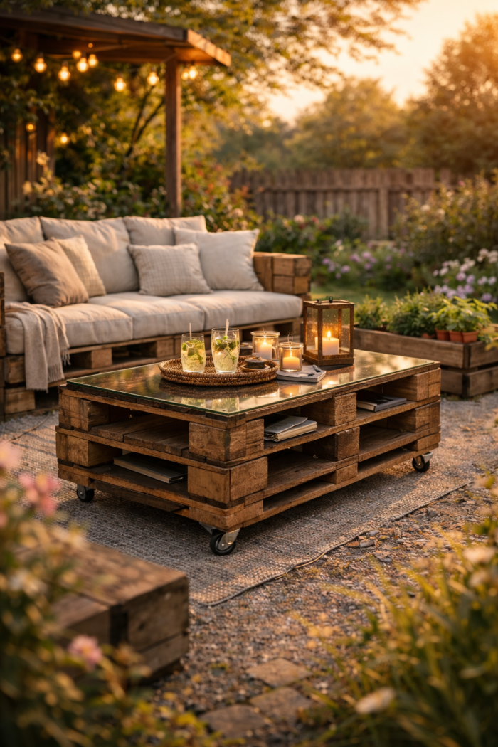 Platz 2 Palettenmöbel Garten Tisch als multifunktionales Highlight