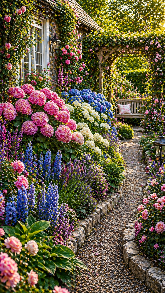 Platz 2 Romantische hortensien beetgestaltung im Cottage Stil
