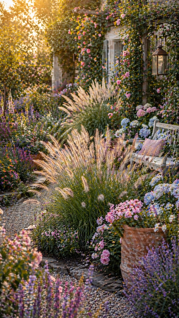 Platz 2 Romantischer lampenputzergras garten im Cottage Stil