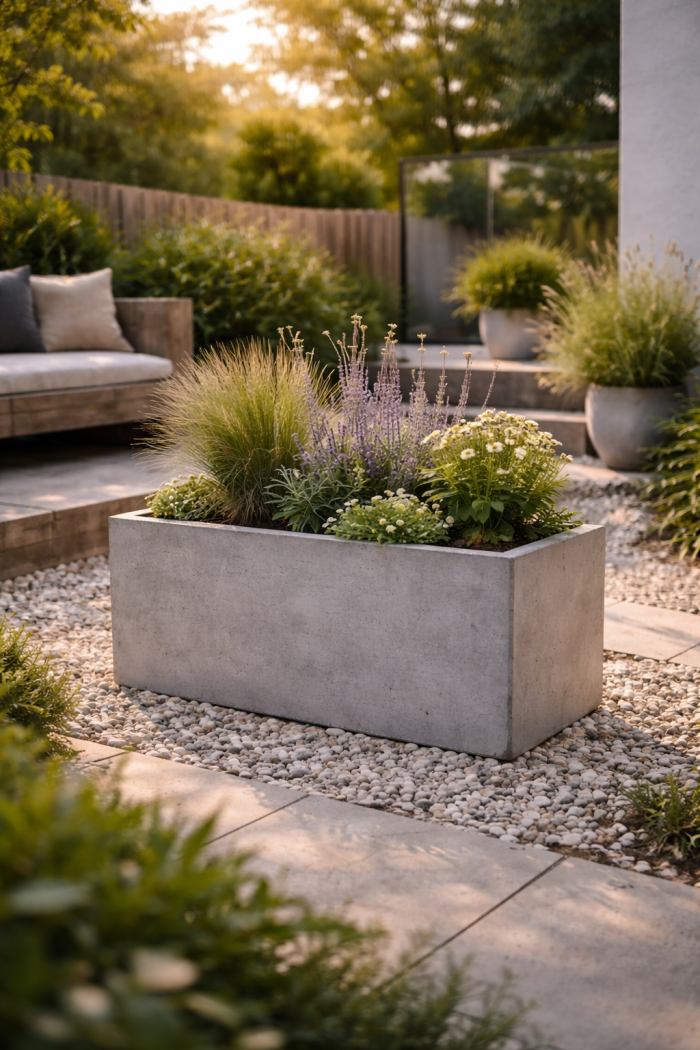 Platz 2 pflanzkübel selber bauen aus Beton für modernen Stil
