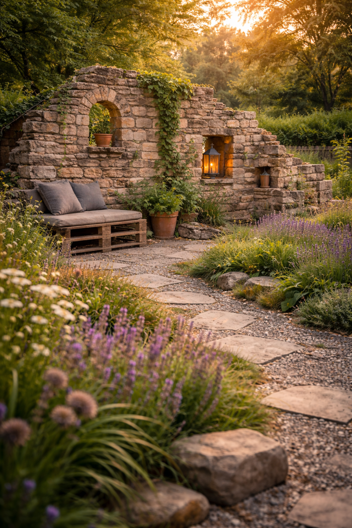 Platz 3 Kreativer ruinenmauer garten mit DIY Elementen