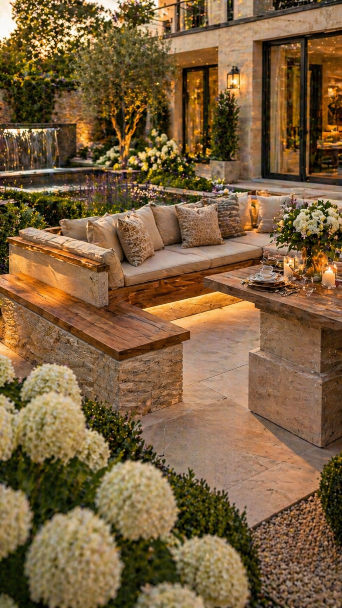 Platz 3 Luxuriöse eckbank garten aus Stein und Holz