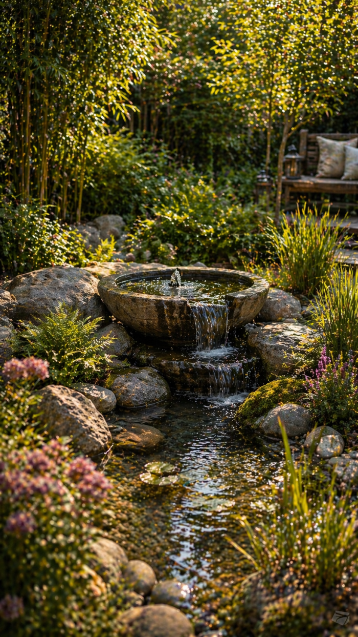 Platz 3 Natürlicher solarbrunnen garten mit Teichgefühl