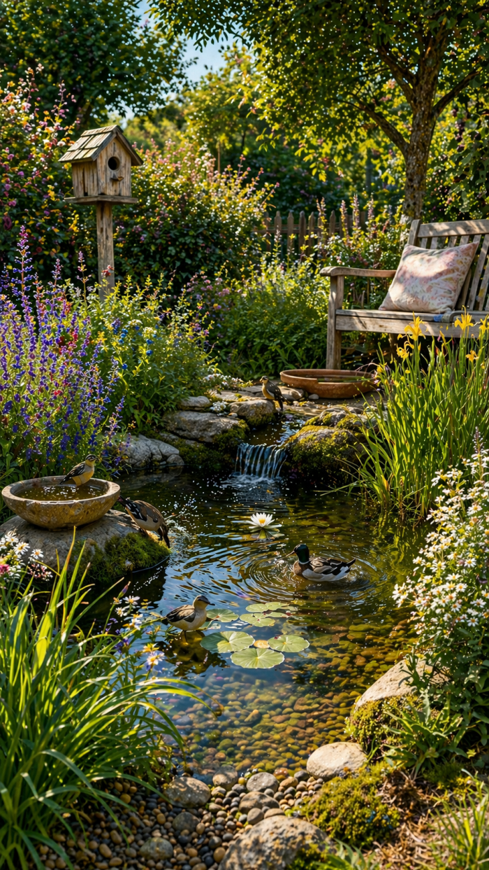 Platz 3 Naturnaher garten ideen mit Wasserstellen und Tieren