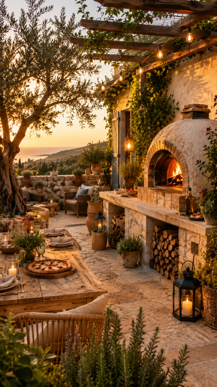 Platz 1 Der mediterrane Holzbackofen Garten mit Urlaubsgefühl