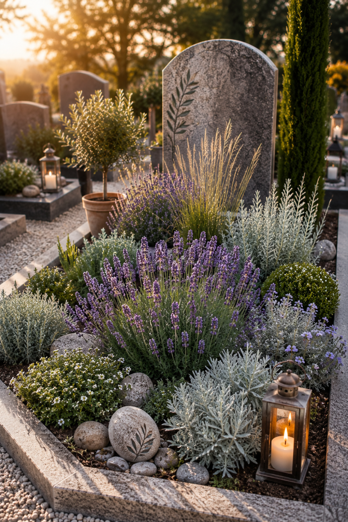 Platz 1 Mediterrane grabbepflanzung sommer pflegeleicht mit Lavendel und Silberpflanzen