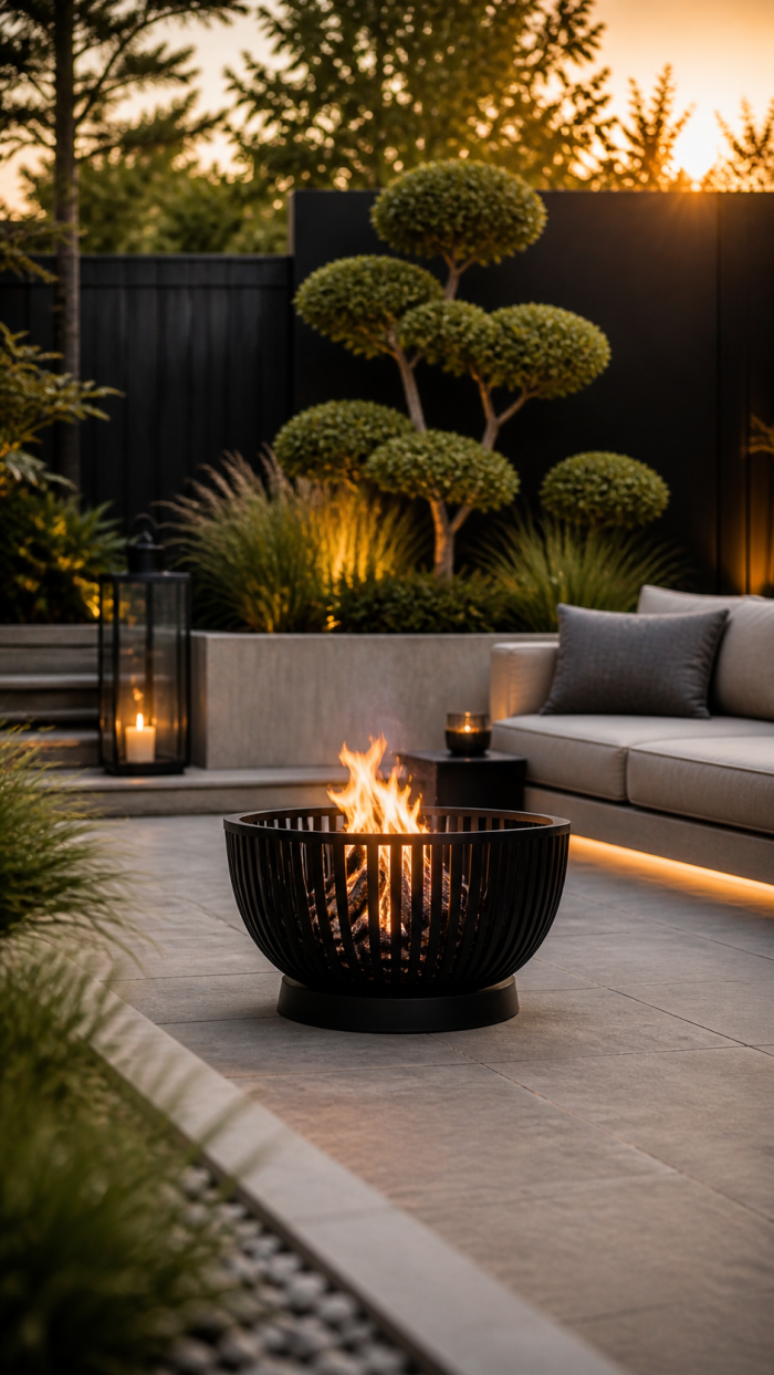 Platz 1 Moderner minimalistischer Feuerkorb Garten für stilvolle Eleganz