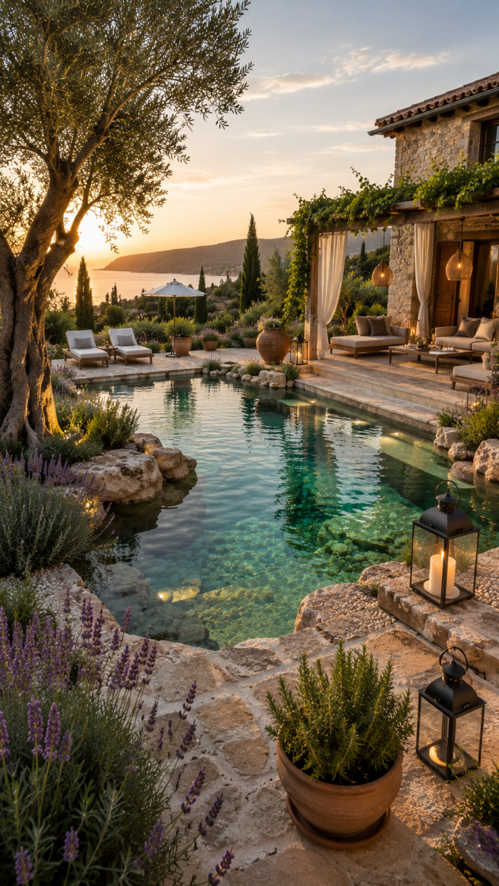 Platz 2 Der mediterrane naturpool garten mit Urlaubsfeeling