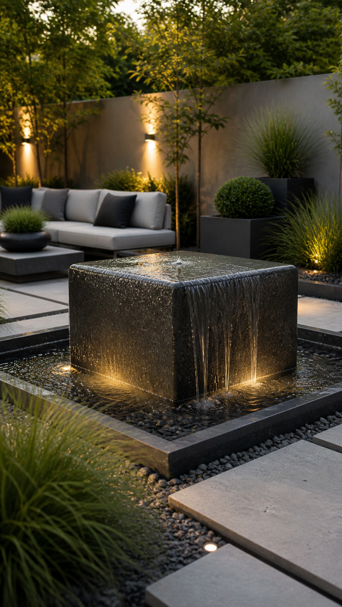 Platz 2 Moderner Steinbrunnen mit minimalistischem Design 
