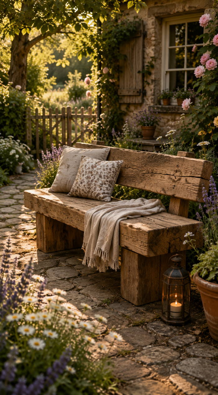 Platz 2 Rustikale holzbank garten massiv mit gemütlichem Landhausstil