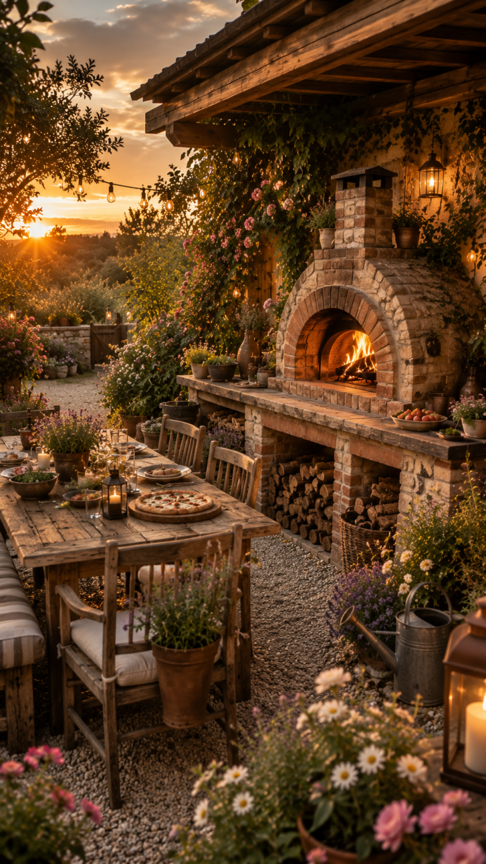 Platz 3 Der rustikale Holzbackofen Garten mit Landhaus Charme