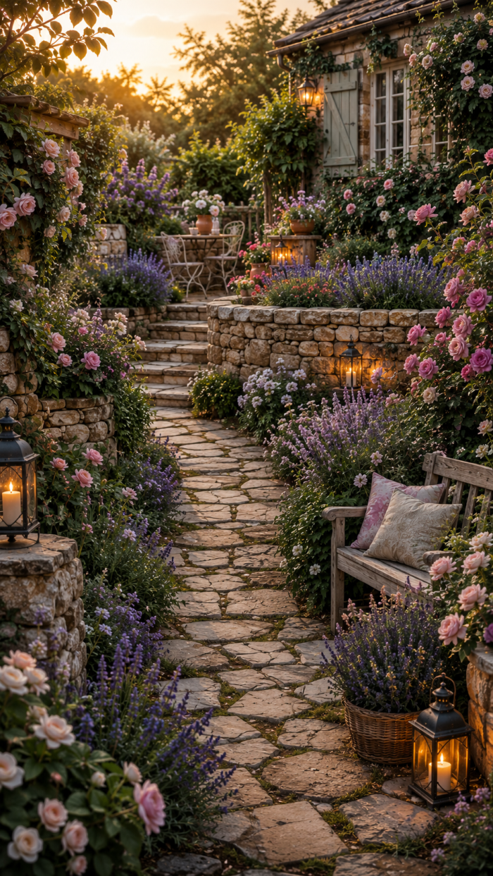 Platz 3 Romantischer natursteinmauer garten im Cottage Stil
