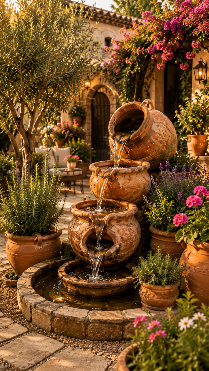 Platz 2 Der Mediterrane DIY Gartenbrunnen Mit Terrakotta Töpfen
