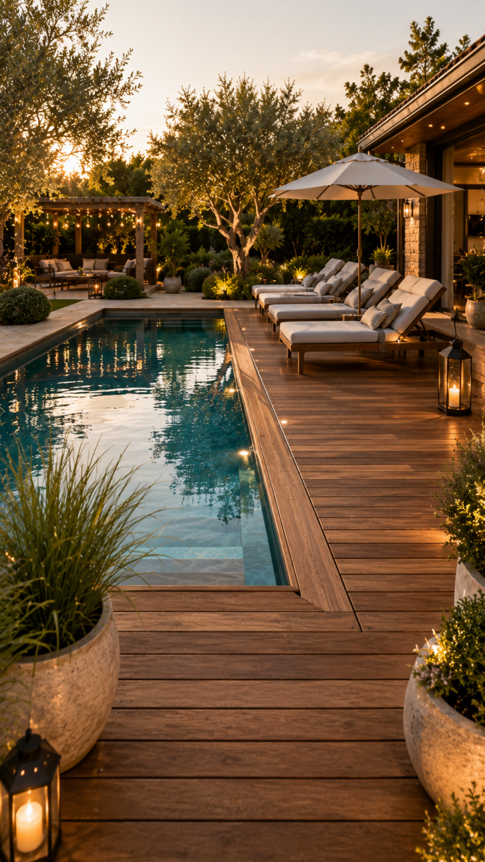 Platz 2 Holzdeck Pool Umrandung für warme Wohlfühlatmosphäre