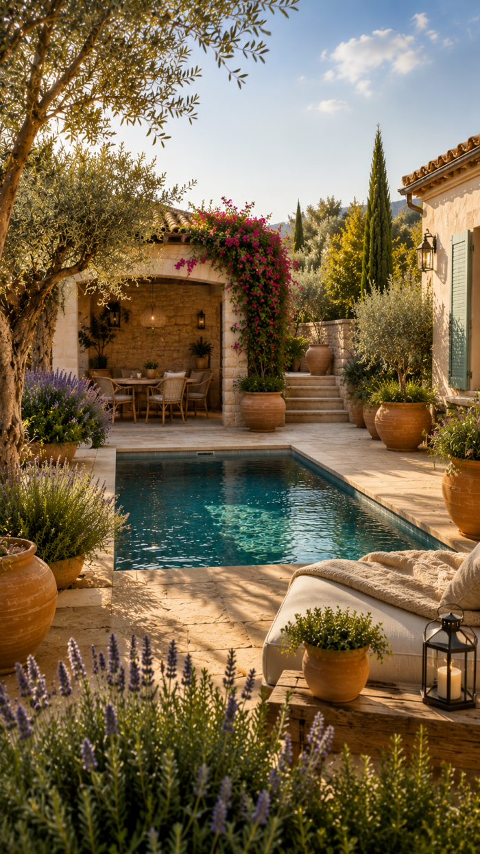 Platz 2 Pool im Garten im mediterranen Stil