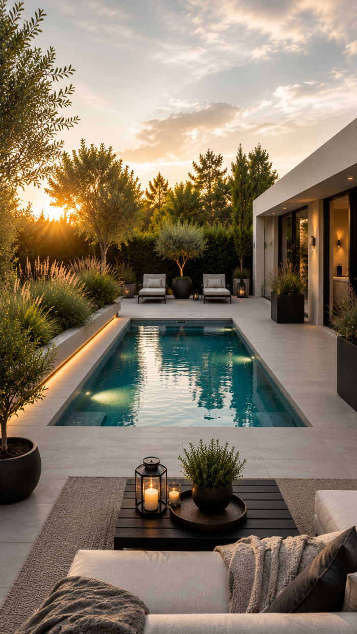 Platz 3 Moderner minimalistischer Pool im Garten