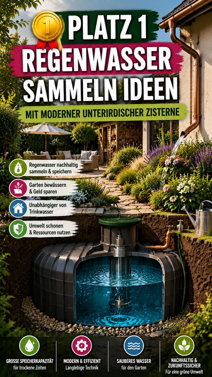 🥇 Platz 1 Regenwasser Sammeln Ideen Mit Moderner Unterirdischer Zisterne