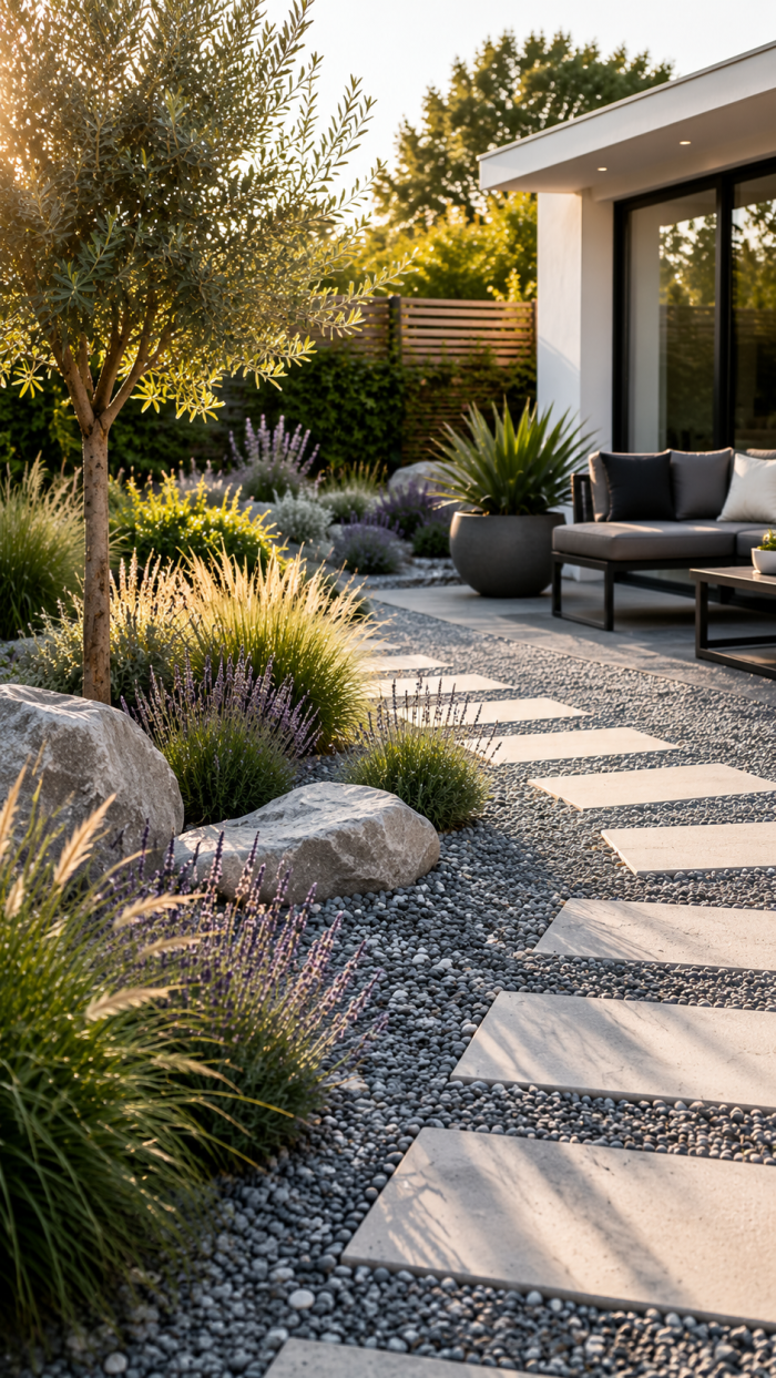 🥈 Platz 2 Der pflegeleichter Garten mit Kiesflächen und modernen Materialien