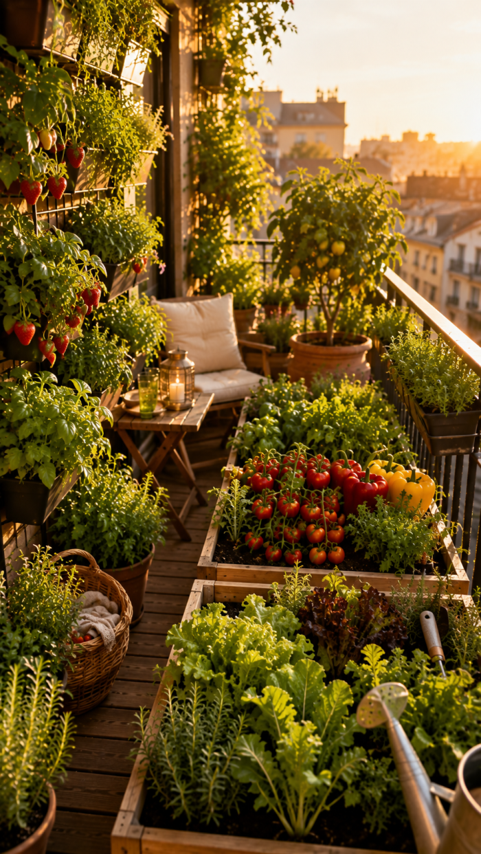 🥉 Platz 3 Der essbare Wohnung Balkon Garten mit Gemüse und Kräutern