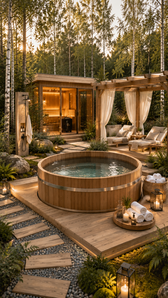 🥈 Platz 2 Tauchbecken Garten im skandinavischen Holzdesign