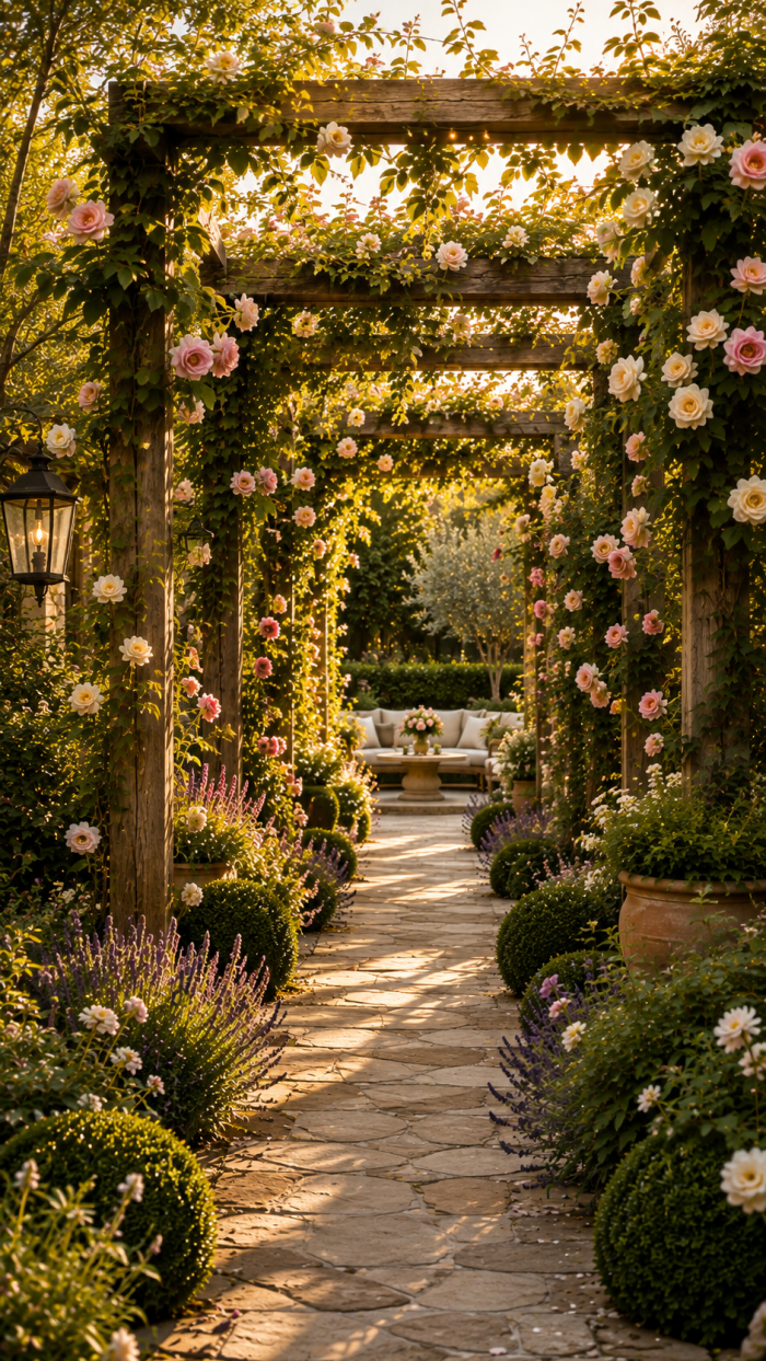 🥇 Platz 1 Natürlicher Laubengang Garten mit Rosen als romantisches Highlight
