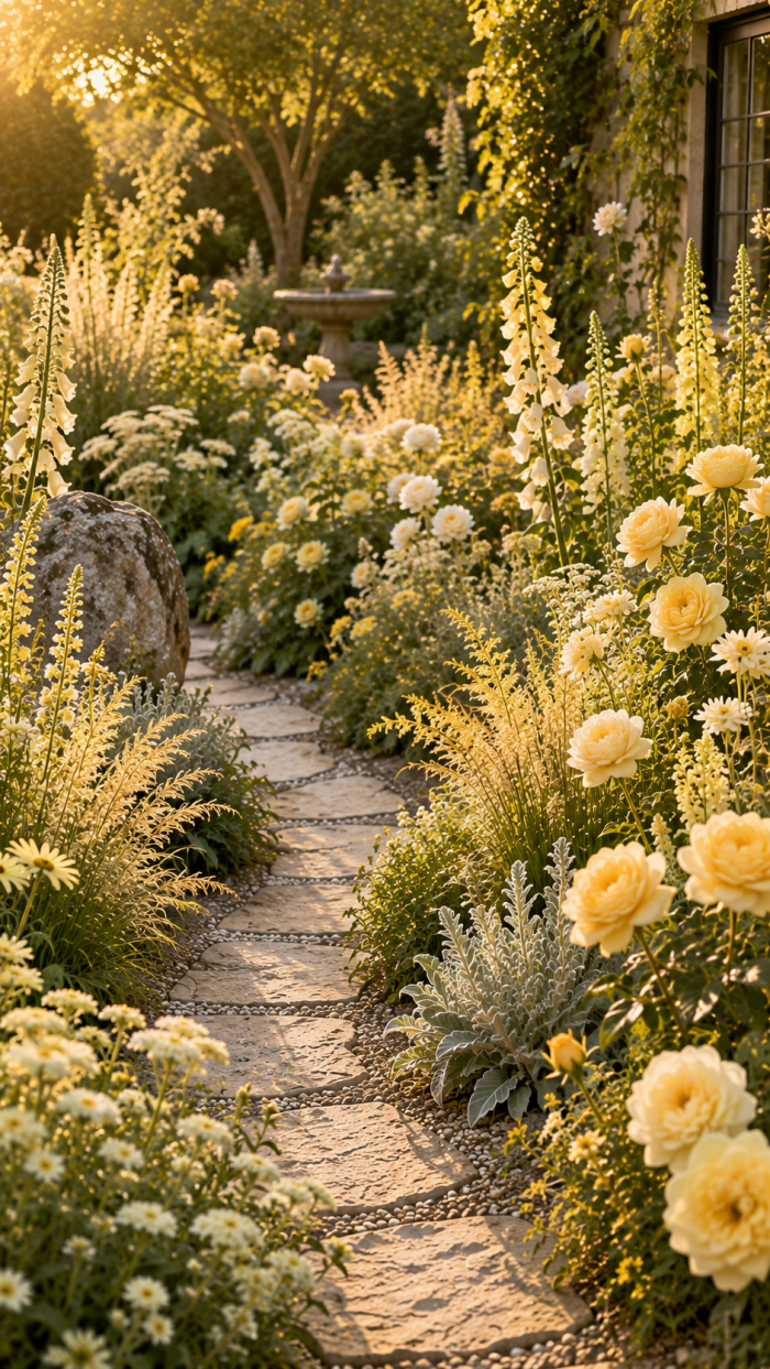 🥈 Platz 2 Der elegante Creme Gold Yellow Flower Garten