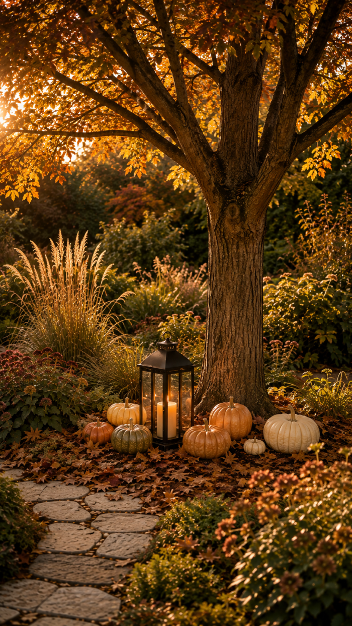 🥈 Platz 2 Leuchtender Herbstplatz unter einem Gartenbaum