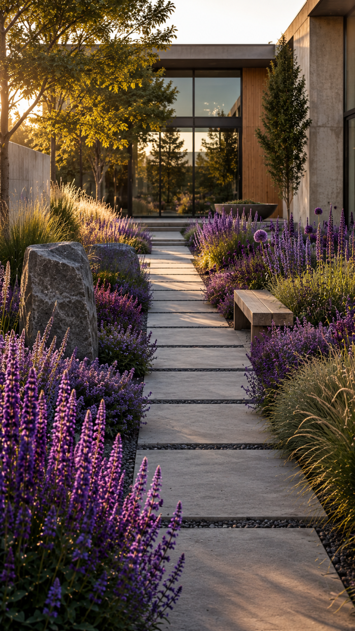 🥈 Platz 2 Modern Purple Flower Landscape für elegante klare Kontraste