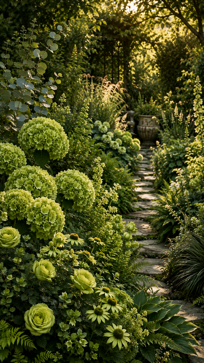 🥉 Platz 3 Botanical Green Flower Garden für geheimnisvolle natürliche Tiefe