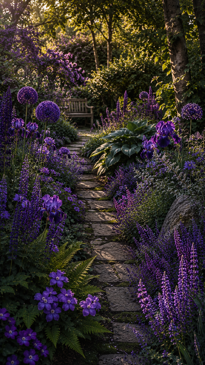 🥉 Platz 3 Botanical Purple Flower Garden für geheimnisvolle natürliche Tiefe