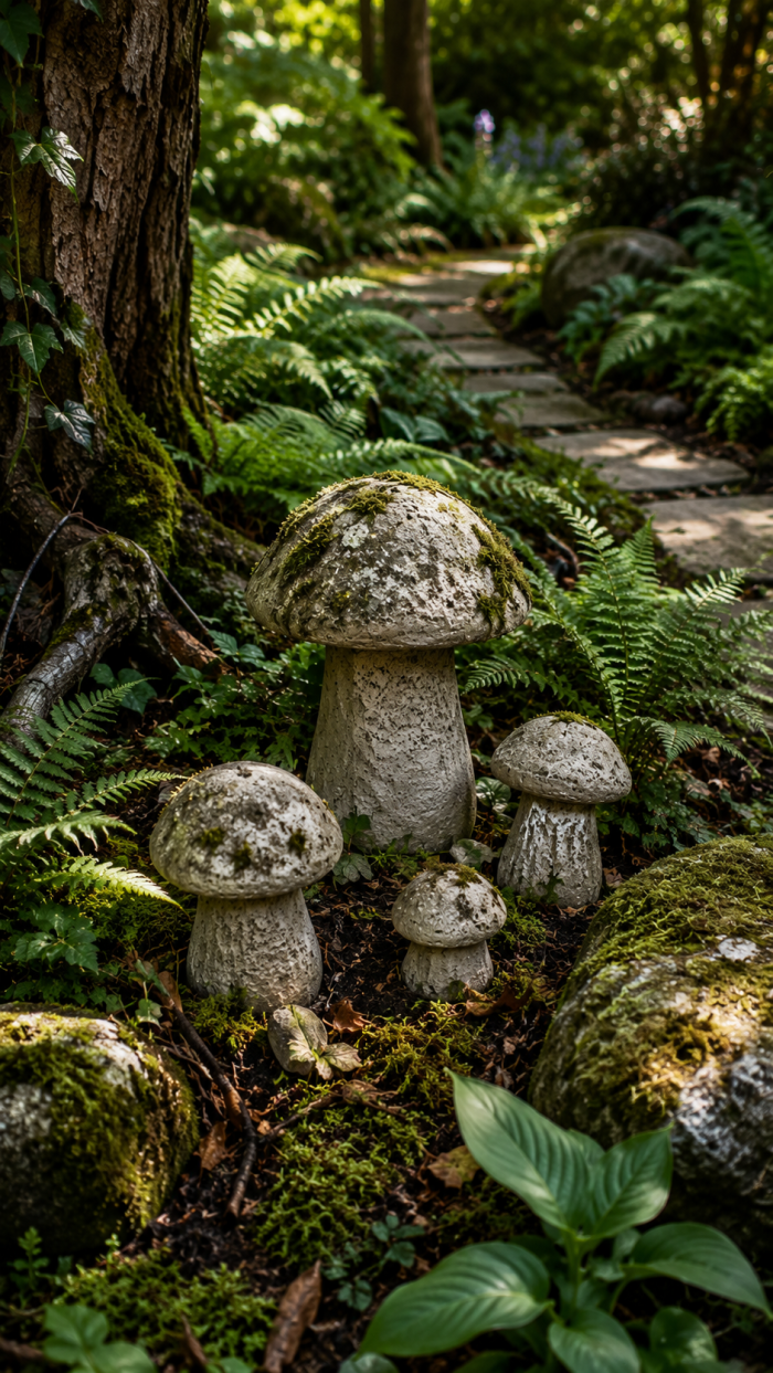 🥇 Platz 1 Gartendeko Pilze aus Beton als verwitterte Waldlandschaft