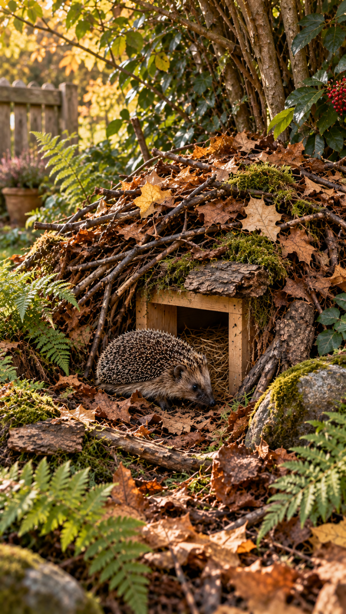 🥈 Platz 2 Igelhaus selber bauen als naturnahes Waldquartier aus Holz Laub und Reisig