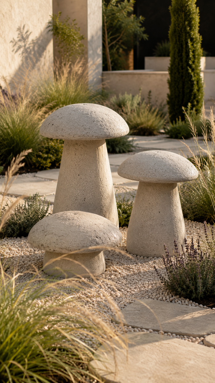 🥈 Platz 2 Moderne skulpturale Gartendeko Pilze aus Beton