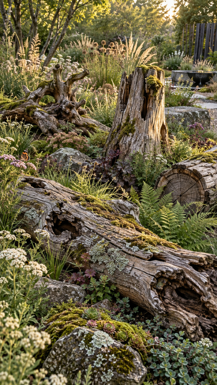 🥉 Platz 3 Baumstamm Garten als natürliche Totholzlandschaft