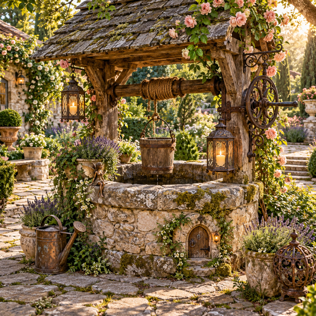 Alter Brunnen im Garten dekorieren mit den 3 schönsten Ideen für eine märchenhafte Gartengestaltung