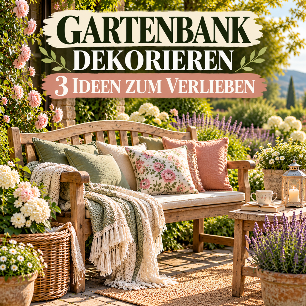 Gartenbank dekorieren mit den 3 schönsten Ideen die deinen Garten sofort gemütlicher und einladender machen