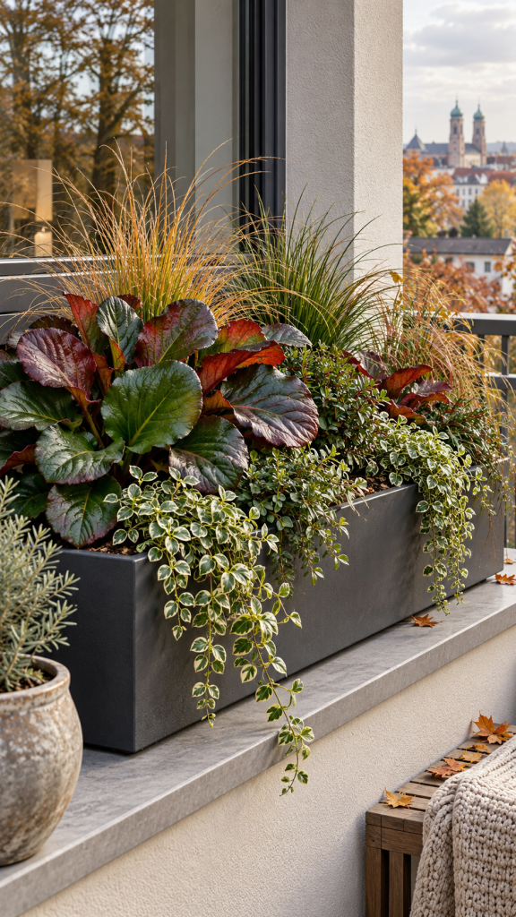 🥇 Platz 1 Blumenkasten für Herbst und Winter als architektonischer Strukturkasten