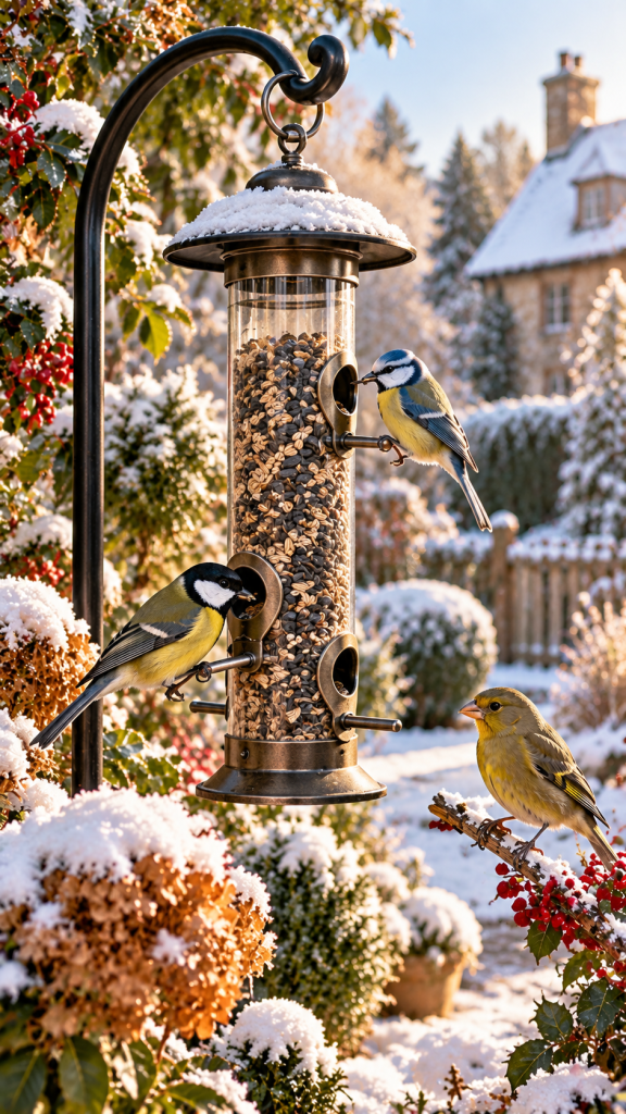 🥈 Platz 2 Futterstation für Vögel im Winter mit hygienischer Futtersäule