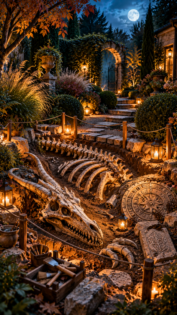 🥈 Platz 2 Halloween Deko Garten als mysteriöse Ausgrabungsstätte mit einem verborgenen Geheimnis