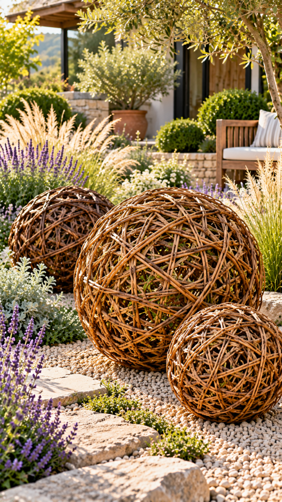 🥈 Platz 2 Weiden flechten im Garten als skulpturale Weidenkugel mit modernem Naturdesign