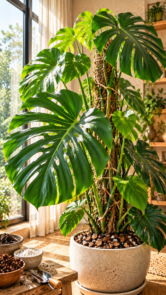 🥉 Platz 3 Monstera Pflege für Anfänger mit luftiger Erde und natürlicher Rankhilfe