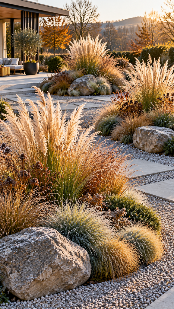 🥉 Platz 3 Winterharte Grasinseln als moderne Gartenskulpturen