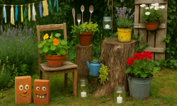 Ausgefallene Gartendeko selber machen aus alten Dingen die du eh schon rumliegen hast