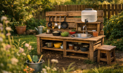 Die 3 besten matschküche diy Ideen die Kinder draußen stundenlang beschäftigen