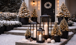 25 Moderne Outdoor Weihnachtsdeko Ideen in Schwarz Weiß Minimalistisch Stilvoll