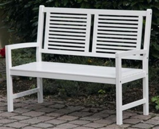 Permalink to Gartenbank 2 Sitzer Weiss Akazie Hartholz Birkensee Holzbank Mit Armlehnen