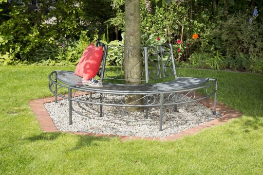 Permalink to Gartenbank Halbrund Baum Metall
