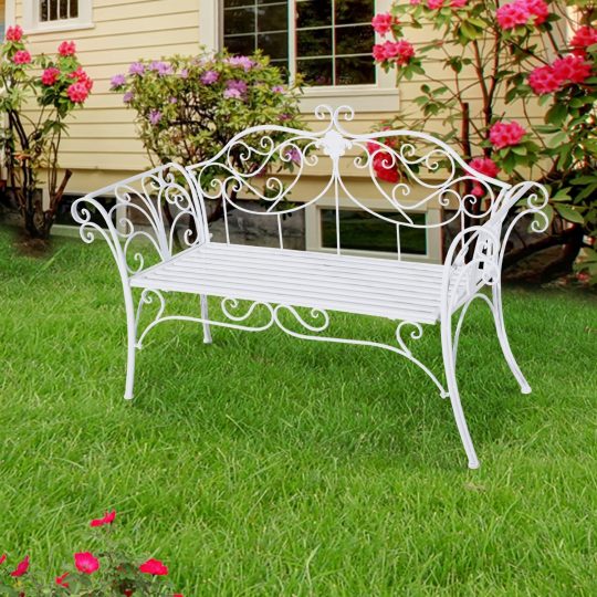 Permalink to Gartenbank Metall Antik Weiss 2 Sitzer