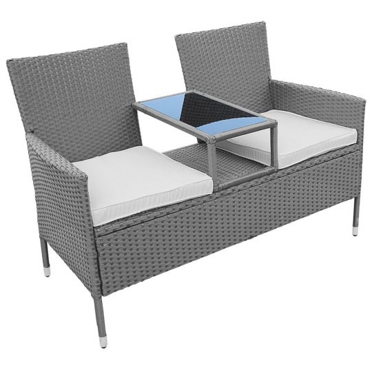 Permalink to Gartenbank Mit Integriertem Tisch Grau Polyrattan
